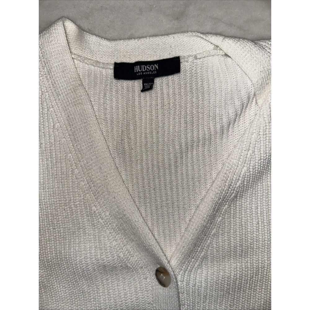 Hudson Women's White Cotton Cardigan, Size XXL Knit‎ Button Up - Picture 5 of 6